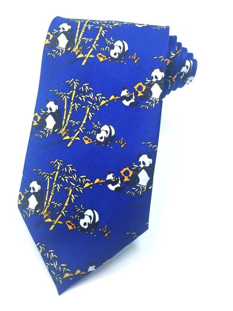 Китайское национальное сокровище-панда галстуки для мужчин Бамбуковые Галстуки с животными желтый синий темно-красный модный мужской галстук на шею
