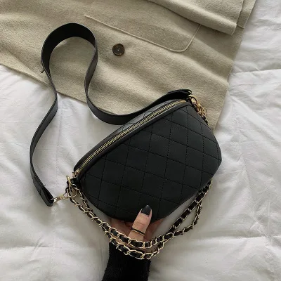 Новые сумки для женщин поясная сумка женская круглая поясная сумка Роскошная брендовая кожаная нагрудная сумка красная Новая модная Высококачественная - Цвет: black