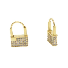 Мини-маленькие серьги-гвоздики из кубического циркония золотого цвета микро проложить белый Радужный cz Минимальный летний ювелирный тонкий замок Очаровательная серьга