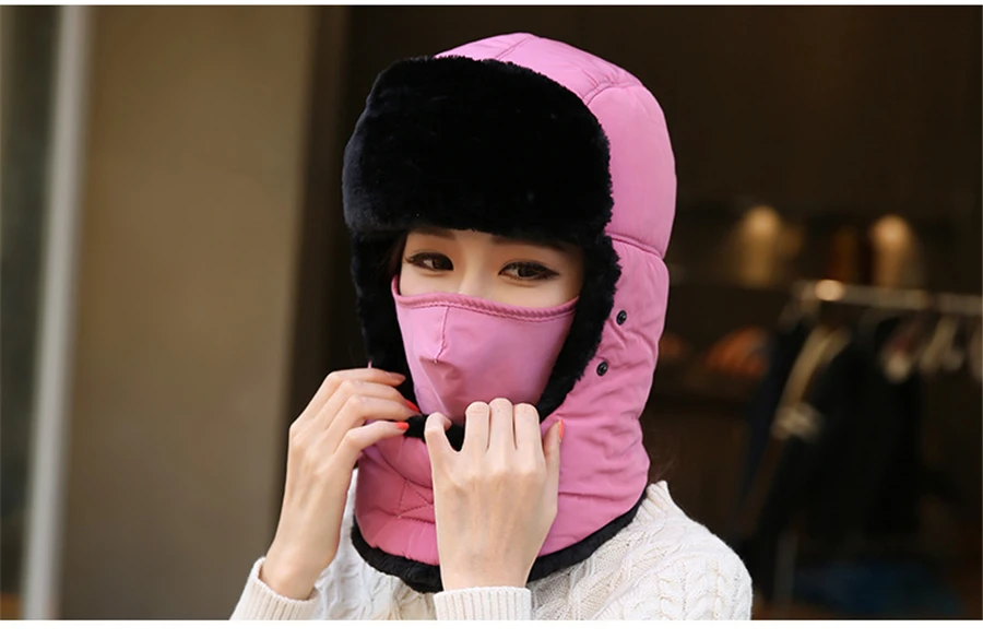 Winter Bomber Hats Men Women Fur Thickened Ear Flaps Winter Hat Earflap Caps Russian Balaclava Bomber Hats