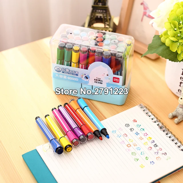 6colors Cute Stamp Marker Pens Creative Double Headed Pattern Marker Pen  Manual Account Stationery For Children School Supplies - Art Markers -  AliExpress