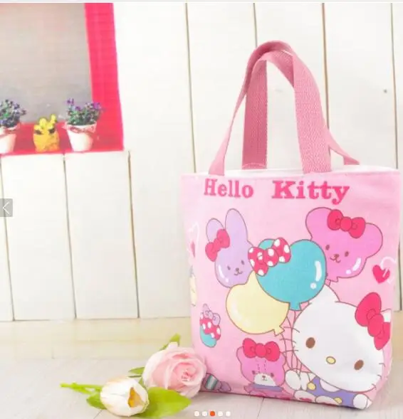 Kawaii розовый hello kitty Холст Ланч мешок основной 22*25*9 см mochila для девочек Подарки