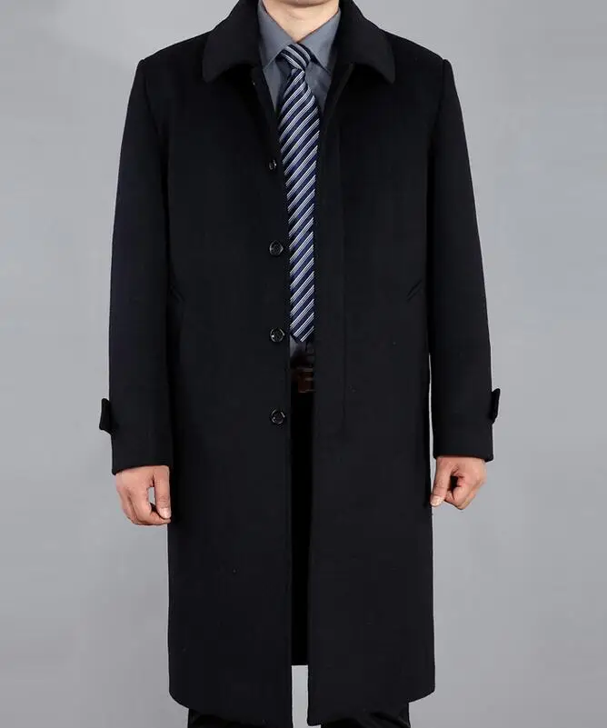 M-4XL Горячая Зимняя Мужская Новая мода выше колена Длина Досуг шерстяное пальто большие размеры