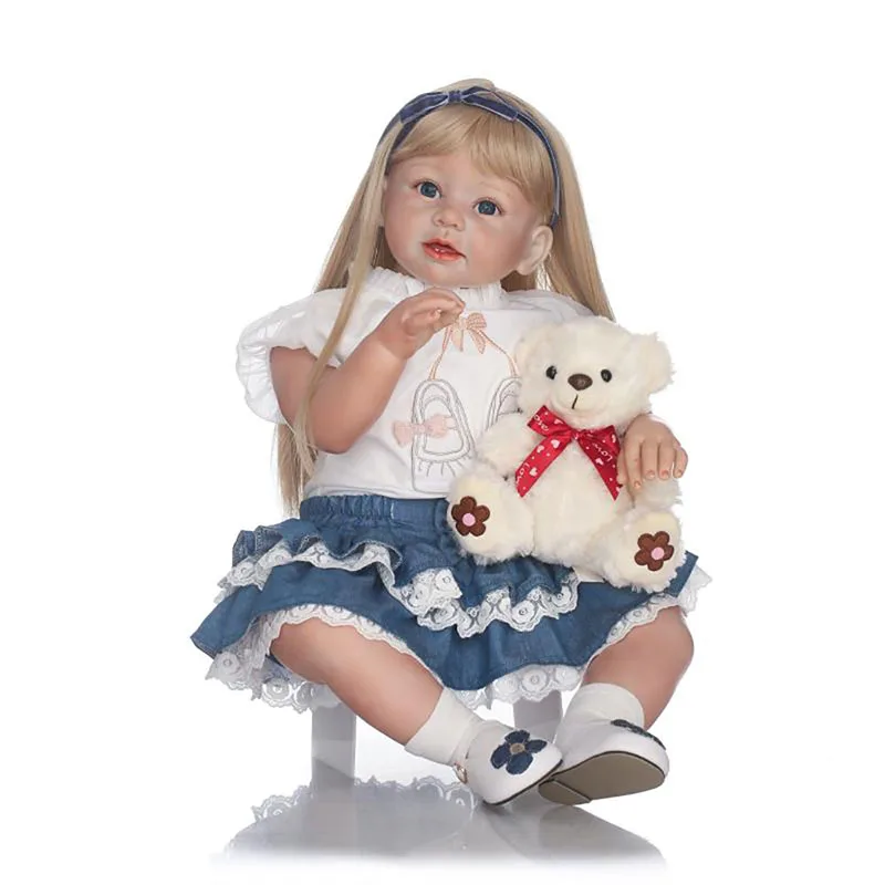 70 см реалистичные силиконовые куклы ручной работы из хлопка для детей, со светлыеми длинными волосами, красивые милые куклы для девочек, детские игрушки, куклы для девочек