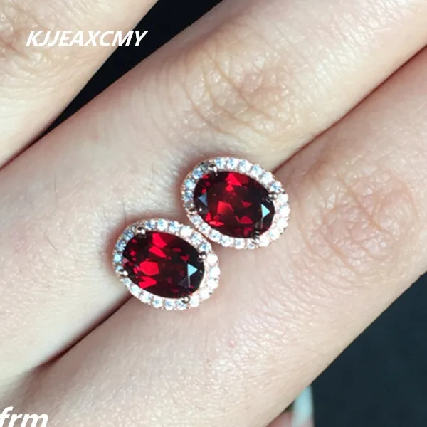 

KJJEAXCMY Fine Jewelery Peripheral Drill Earrings Classic Crafts Good Colors Natural Garnet Stud Earrings 925 Sterling Silver