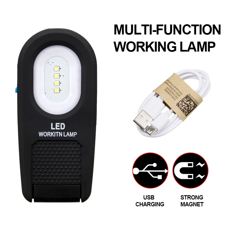 

USB Rechargeable 4 mode Work Light Magnetic Lanterna Folding Hook Hanging Inspection Emergency Lamp Flashlight Build-in Battery