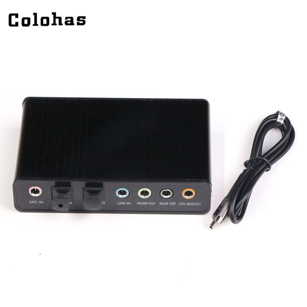 Colohas черный 5,1 канальный USB внешняя звуковая карта S/PDIF волоконный аудио адаптер для Mix K-song настольного ноутбука в чатах игр