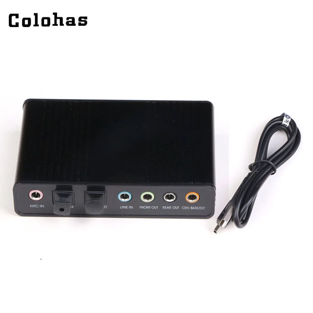 

Colohas Black 5.1 Channel USB External Sound Card S/PDIF Fiber Audio Adapter for Mix K-song Desktop Laptop Chatting Gaming