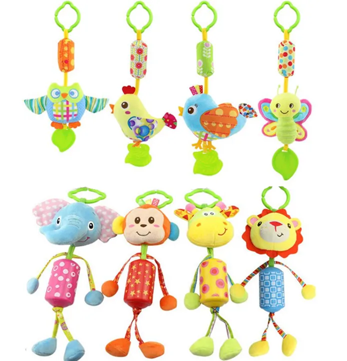 

8 style Baby Stroller Hanging Plush Animal Owl Bird Butterfly chick lion elephont giraffe monkey Campanula Ring Bell Crib Toys