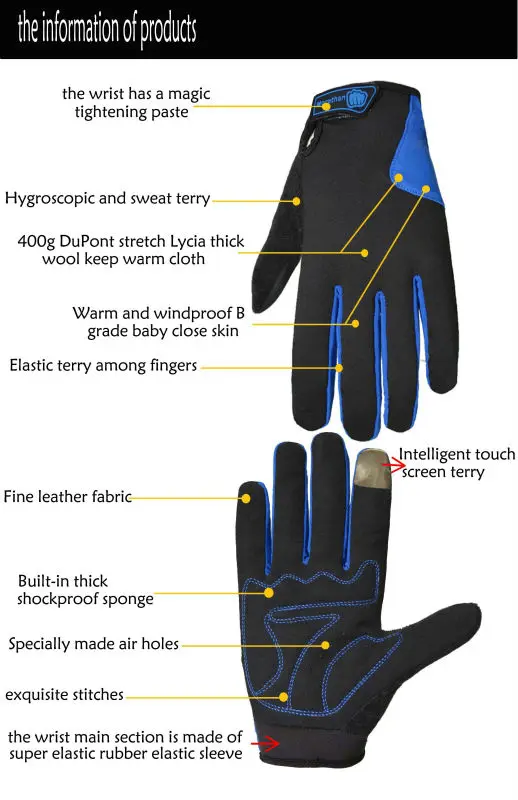 MOREOK ветрозащитные перчатки для сенсорного экрана Зимние перчатки для езды на велосипеде на полный палец с S-XXL размером