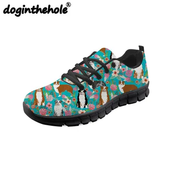 

doginthehole Outdoor Women's Running Shoes Germen Shepherd Printing Comfortable Mesh Flats Sneakers Ladies Walking Zapatos Mujer