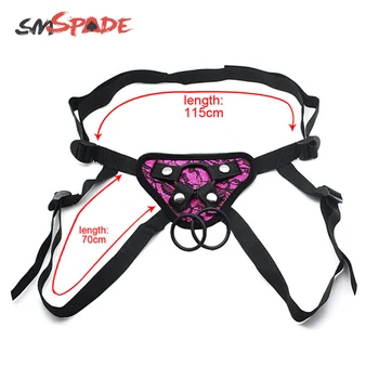 SMSPADE Seduction Black With Red Lace Strapon Dildos Harness Lesbian Couples Sex Products Adult Game Sex Toy 5