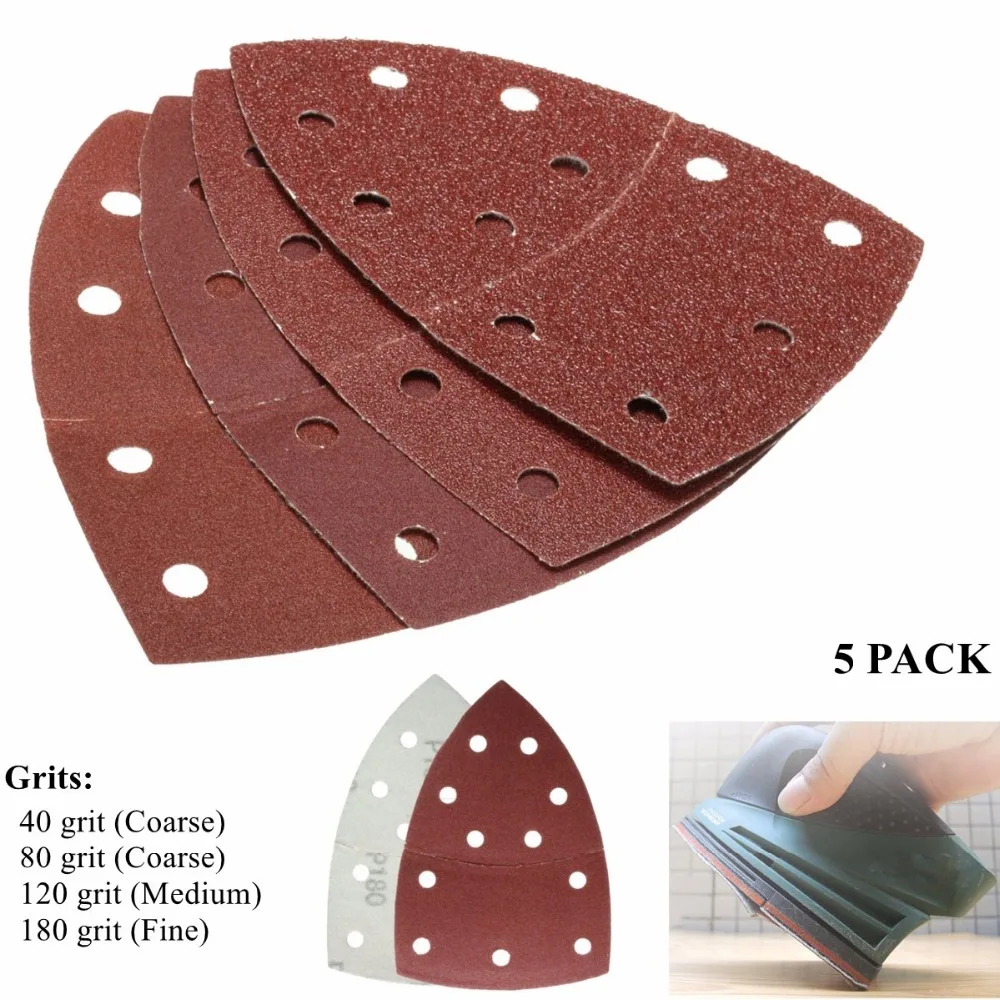 

Durable 5pcs/set 150mm Sanding Sheets Paper For Palm Detail Sander 40/80/120/180 Grit For Wood Paint