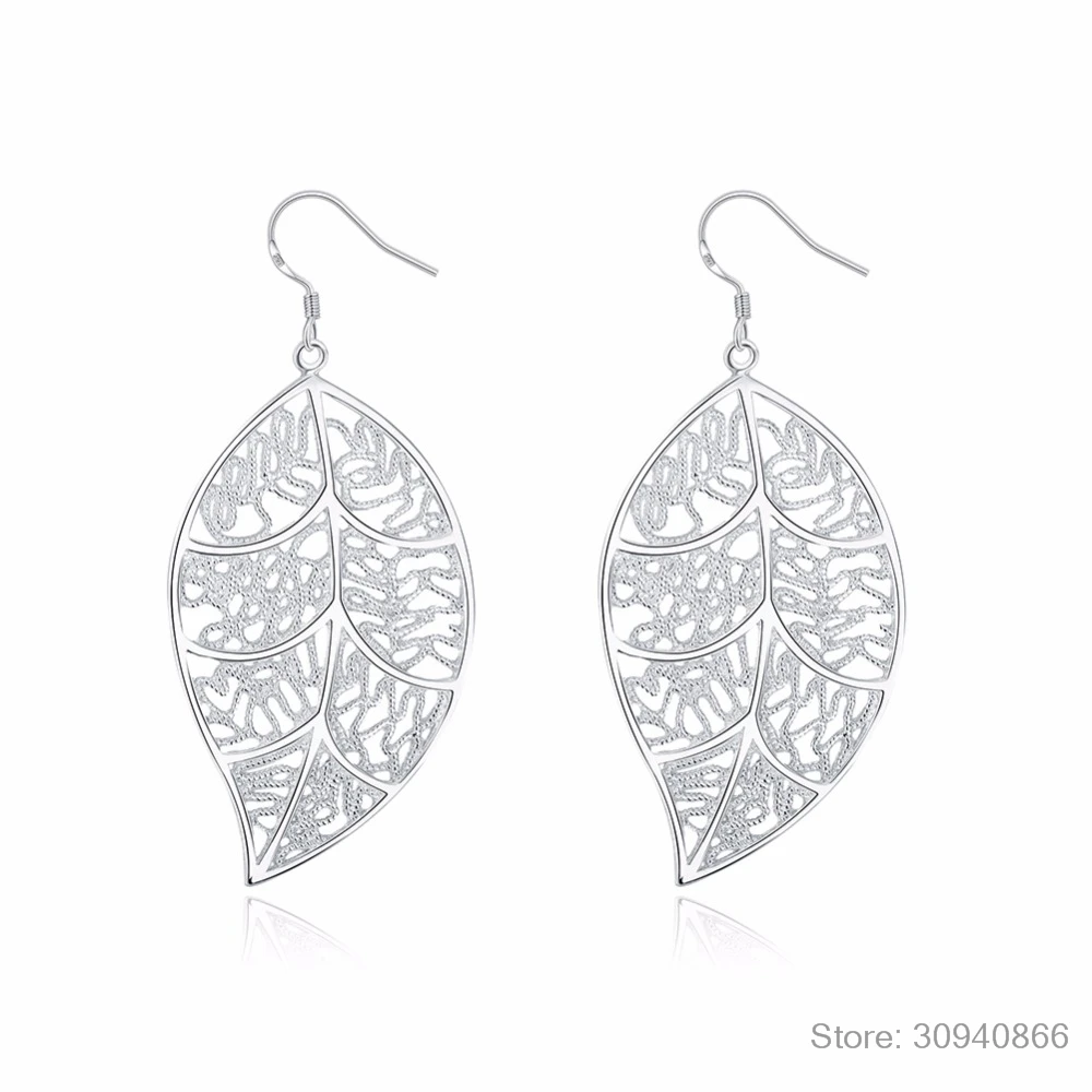 925-Sterling-Silver-Big-Statement-Chunky-Leaf-Dangle-Earrings-Dangles-Fashion-Jewelry-Drops-Earrings-gift-box