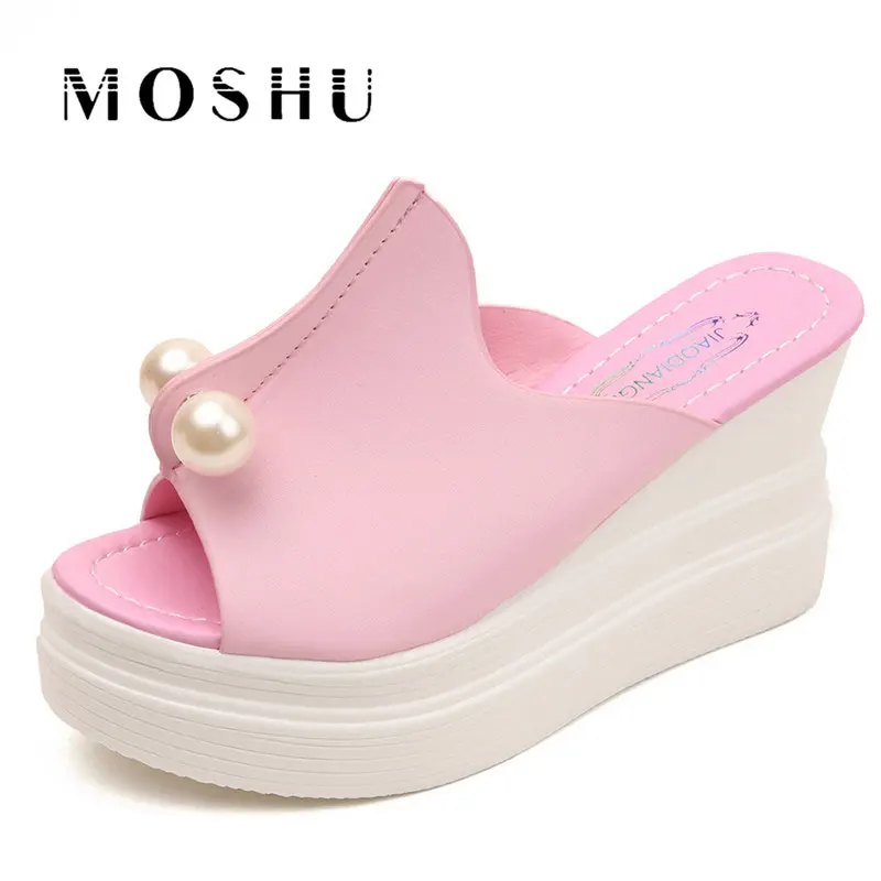 

Summer Women Wedges Sandals Sexy Beading Platform Slippers Shoes
