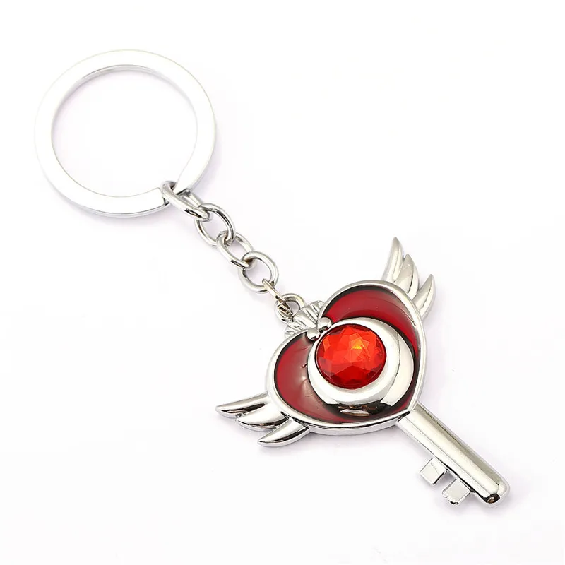 

ORNAPEADIA Anime Cartoon Sailor Moon Accessories Stick Heart Shaped Wing Keychain Couple key chain for girl gift wholesale