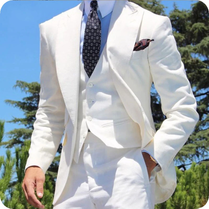 ピーク白線スーツ男性ブレザー夏ビーチ結婚式メンズスーツベスト Terno スリムフィットタキシードジャケット衣装オムマリアージュ Suits Aliexpress