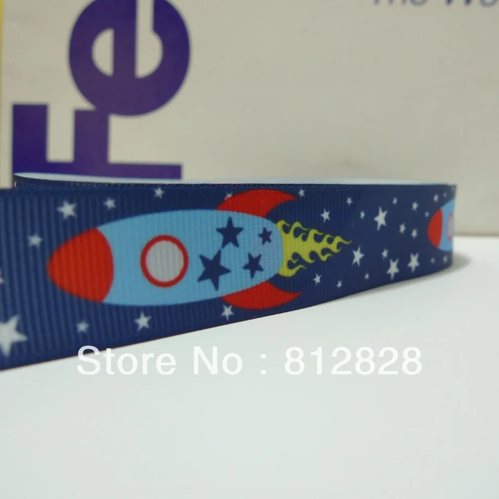 

25 Yards 7/8'' 22mm Sublimation Printing Rockets Go Outter Space Grosgrain Ribbon Wholesale Sell and Cut By Yard