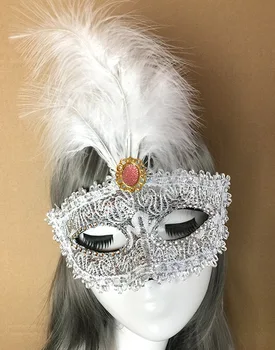 

Halloween Christmas Feather Lace Mask Fashion Women Sexy Half Face Mask