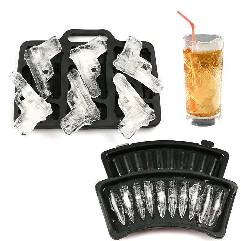 

Ice Cube Maker Mold Plastic Large Ice Cream Tub Tools Gun Bullet Shaped Ice Cube Tray Mould for Party Drink Whiskey Random Color