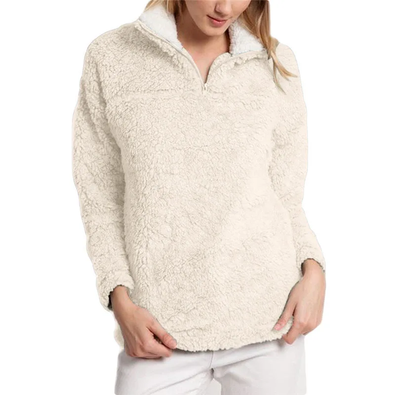 2019 Sherpa Winter Sweater Teddy Fleece Fluffy Pullover 1/4 Zipper Turtleneck Warm Tops Women Fashion Winter Fleece Sweaters 2019 Sherpa Winter Sweater Teddy Fleece Fluffy Pullover 1/4 Zipper Turtleneck Warm Tops Women Fashion Winter Fleece Sweaters