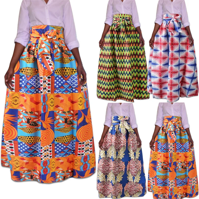 

2019 new elegent fashion style african women printing plus size skirt M-5XL