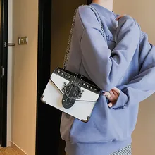 Женская сумка черно-белая модная сумка с заклепками и пуговицами роскошные сумки женские сумки дизайнерские сумки через плечо сумки-мессенджеры для женщин 6,6