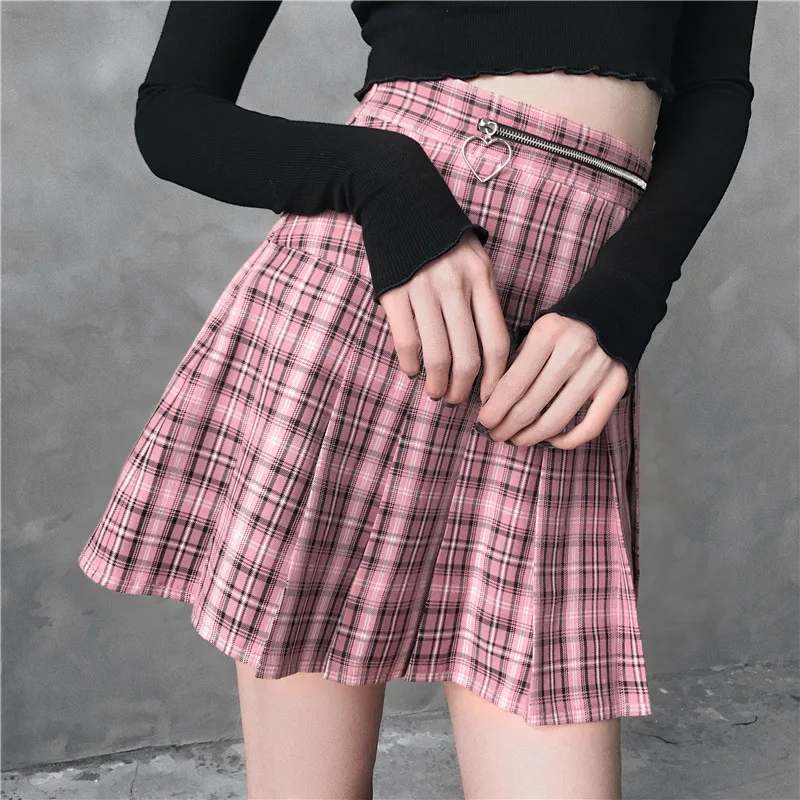 Ruibbit школьный стиль лето Harajuku женские юбки Милая Розовая клетчатая