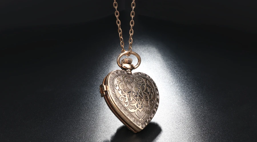 Kinel Турецкая Подвеска Ожерелье любящее сердце красные карманные часы для женщин свитер винтажные бронзовые Кварцевые карманные часы ожерелье