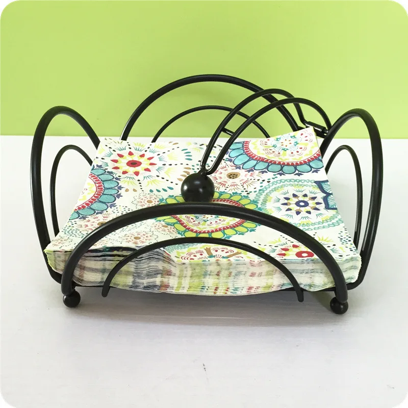 American Square Retro Iron Toilet Paper Holder Creative Desktop Towel Rack Restaurant Coffee Shop Accessories