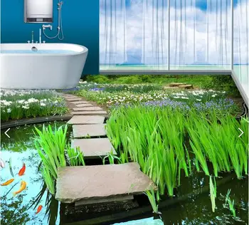 

3 d pvc flooring custom waterproof picture 3 d Aquatic plants flaggings pool 3d bathroom flooring photo 3d wall murals wallpaper