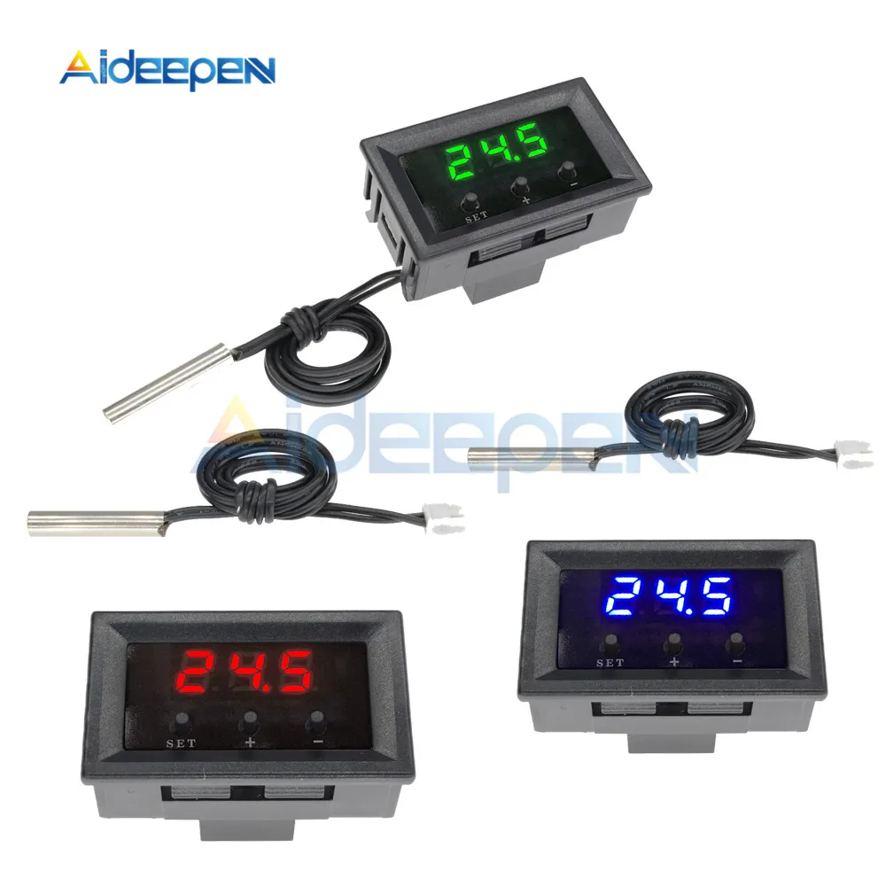 

W1209 -50~110C LED Temperature Controller Meter Detector NTC Sensor Probe 12V Digital Thermometer Monitor Red Green Blue Display