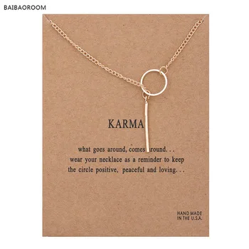 Hot Sale Sparkling Circle Vertical Bars Pendant necklace gold plated Clavicle Chains Statement Necklace Women Jewelry(Has card)