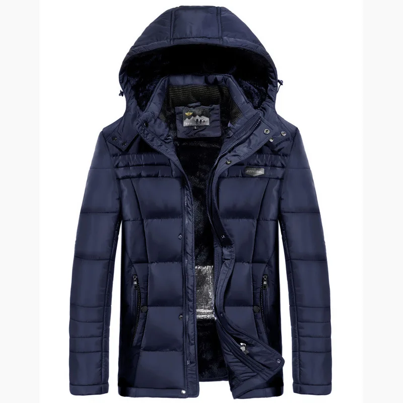 Брендовая зимняя куртка, мужские парки, Толстая Теплая Флисовая парка, пальто для мужчин, пальто с капюшоном, USB, инфракрасное Отопление, мужские куртки, M-5XL - Цвет: Dark blue