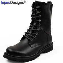 Ботинки на шнуровке до середины икры размера плюс 38-48 мужские армейские ботинки спецназа Модные Винтажные мужские военные ботинки удобные и теплые армейские ботинки