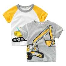 2018 Brand Summer Top Baby Boy T Shirt Excavator Embroidery Gray Short Sleeve Boys T Shirt Pure Cotton Kids Clothes 2-9Y 2018 Brand Summer Top Baby Boy T Shirt Excavator Embroidery Gray Short Sleeve Boys T Shirt Pure Cotton Kids Clothes 2-9Y