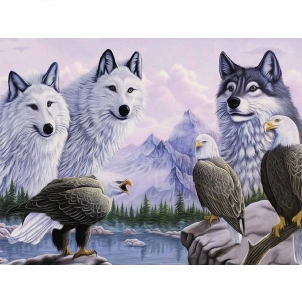 

wolf group diy diamond painting wolf mosaic making diamond painting full round wol daimond painting cats diamond embroidery