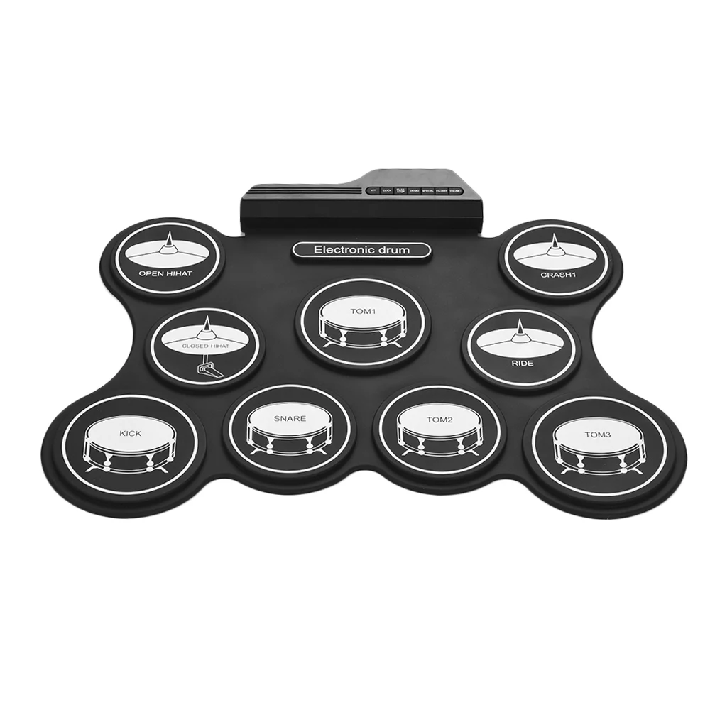 

Portable USB Roll Up Drum Kit Digital Electronic Drum Set 9 Silicon Drum Pads with Drumsticks Foot Pedals for Beginners Children