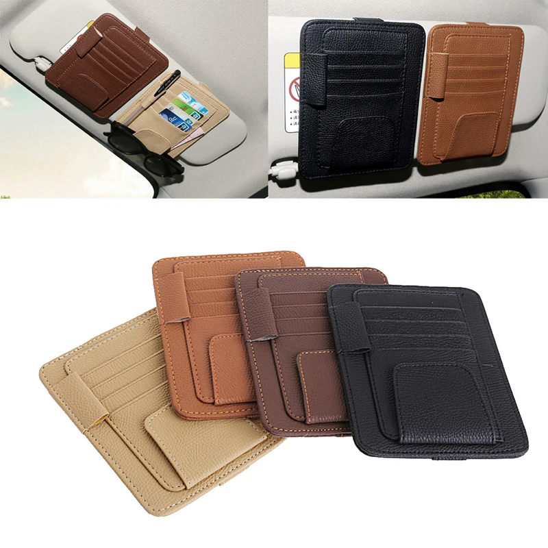 

Sun Visor Car Tools Cardholder Multi-Function Glasses Pen Document Clip Beige