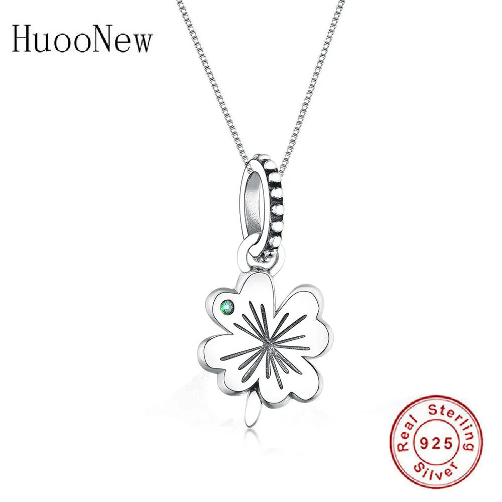 

925 Sterling Silver Four Leaf Clover Collar Necklaces & Pendants Women Choker Chain Jewelry Making Child Trinket Birthday 2019
