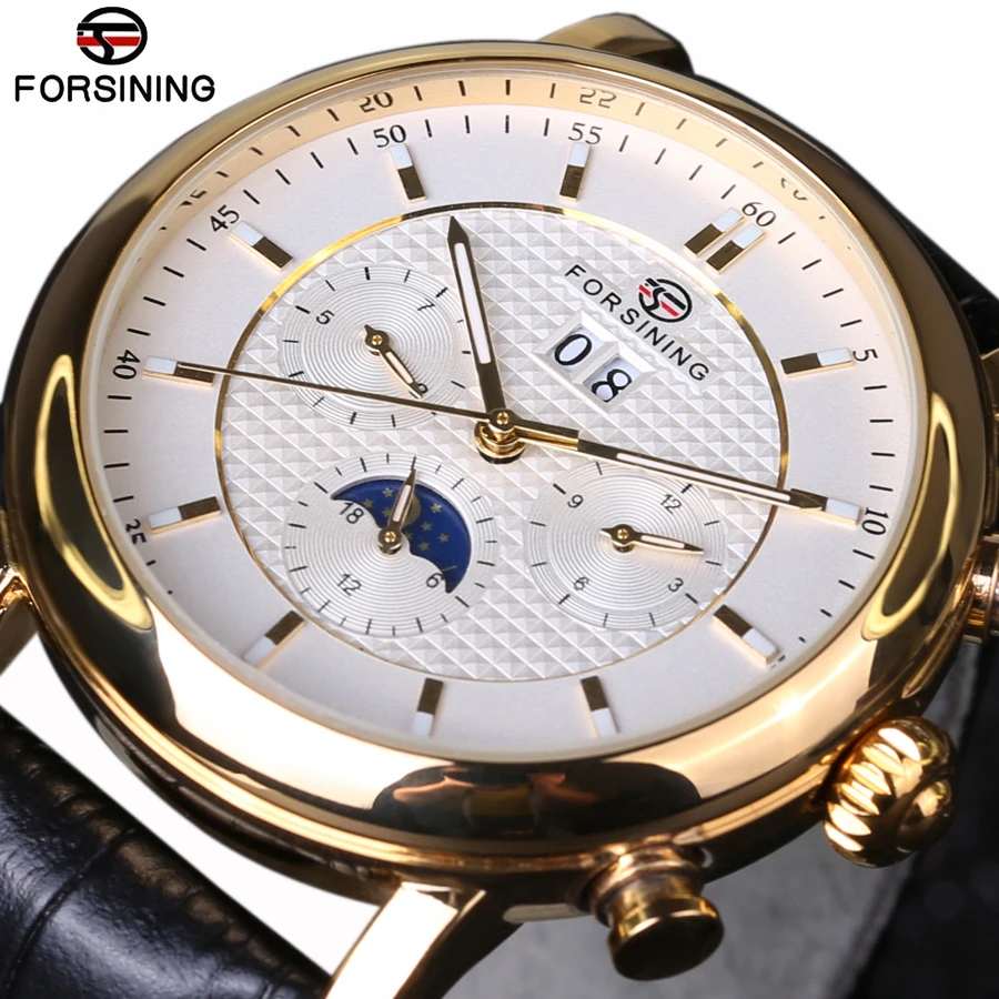 

Forsining Top Brand Luxury Fashion Men's Mechanical Watch Log Watch Men's Leather Watches Watch Men's Casual Relogio Masculino