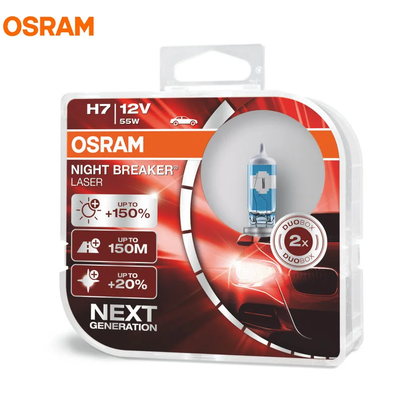 OSRAM H1 H3 H4 H7 H8 H11 9005 9006 12 В ночник выключатель лазер нового поколения автомобиля галогенные фары Противотуманные фары+ 150% яркость, 2X