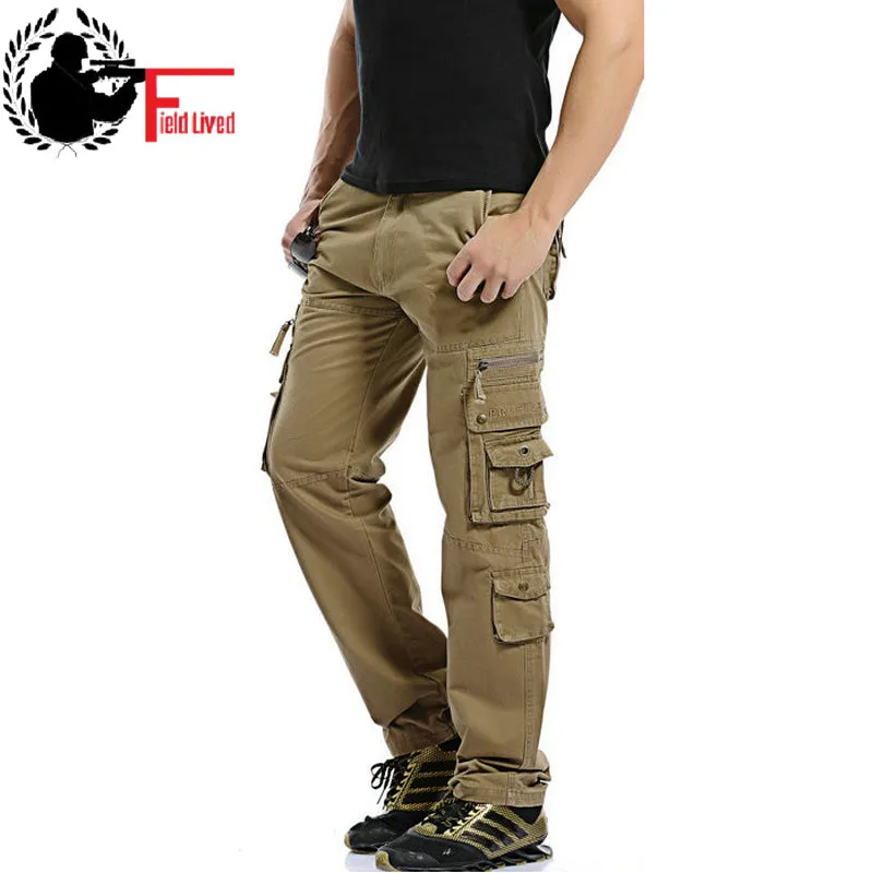 

New 2019 Fashion Solid Cotton Cargo Pants Men Casual Combat Male Tactical Military Style Army Multipockect Trousers 28-38 Green