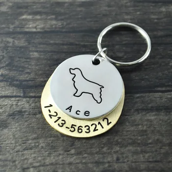 

Personalized dogtags, Cocker Spaniel dog tag, Custom Dog ID Tag, Hand Stamped Identification Dog Tag, engraved name and number