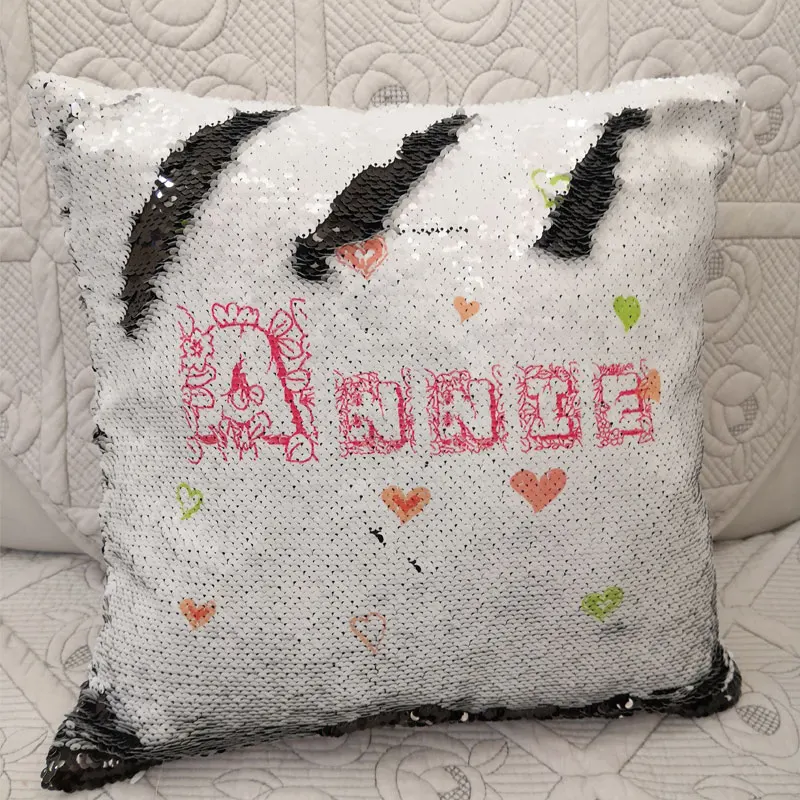 Mermaid Cushions Custom Name Throw Pillows Home Decor Reversible Magic Sequin Pillowcase Seat Funny Cushion Cover J049 (3)