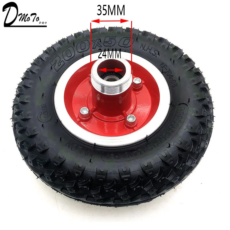 200X50 Wheels With Drive Gear 8X2" Tire and Inner Tube for Electric Scooter Wheel Chair Truck Pneumatic Trolley Cart