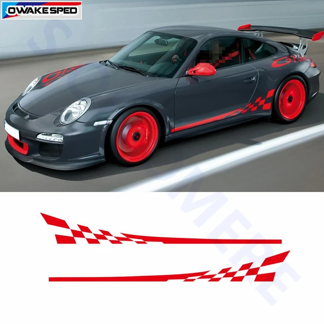 Racing Flag Graphics Sticker Car Door Side Skirt Vinyl Decals For