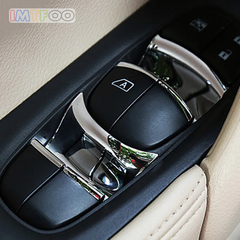 

CAR CHROME WINDOW BUTTON TRIM DECOR SEQUINS STICKERS FOR NISSAN X-TRAIL T32 QASHQAI J11 TEANA 2014 2015 2016 ACCESSORIES