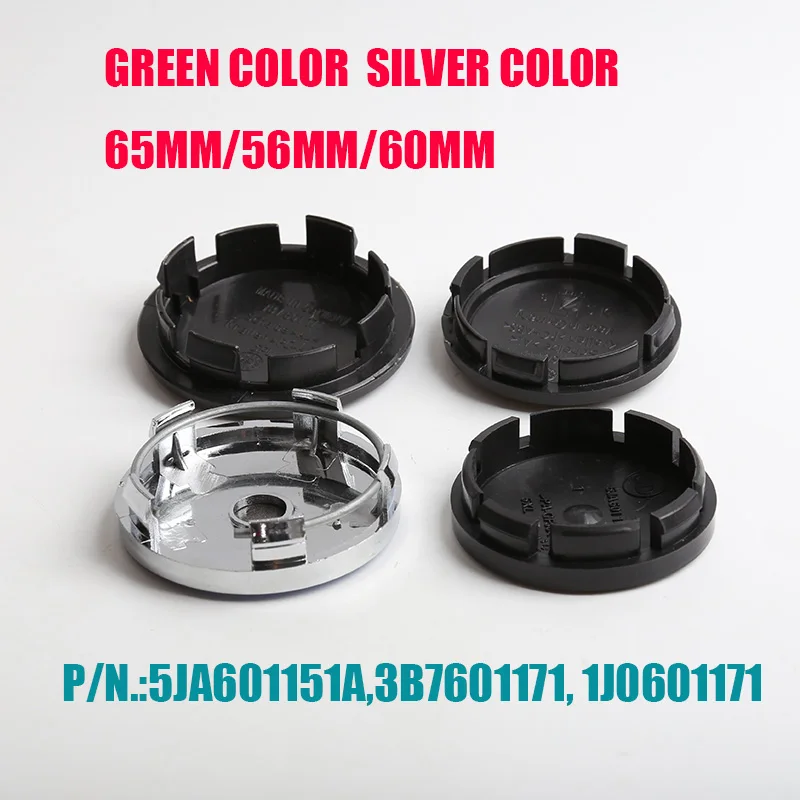 

4pcs 56mm 60mm 65mm black Green Black Silver car wheel center cap hub caps covers badge emblem 3B7601171 1J0601171 5JA601151A