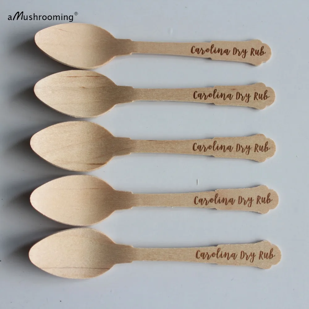 

x100 Vintage Spoons Wooden 12cm Customized Spoons Rustic Silverware Wood Spoons Personalize Name Date Wedding Birthday Baby Show